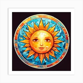 Mosaic Sun A Sun Created From A Mosaic Of Small Tiles 28 Art Print