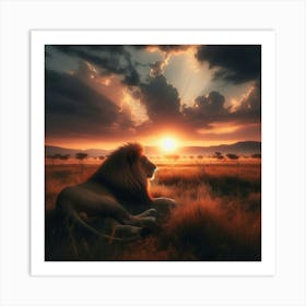 Lion At Sunset Art Print