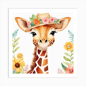 Floral Baby Giraffe Nursery Illustration (19) 1 Art Print