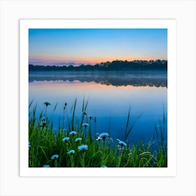 Sunrise At The Lake Art Print