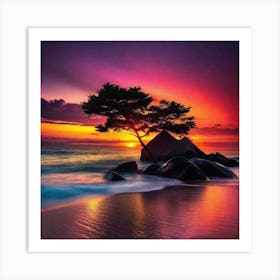 Sunset At The Beach 166 Art Print