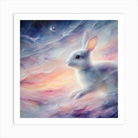 Rabbit In The Clouds Art Print