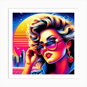 80s Girl In Sunglasses Art Print