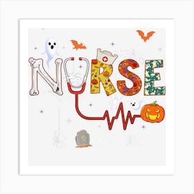 Neuro Nurse Stethoscope Pumpkin Nursing Hallowen Pattern Art Print