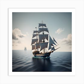 A Sailing Ship On The Horizon With A Sense Of Adventure 422116904 Art Print