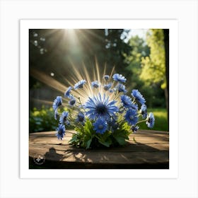 Blue Gerberas Art Print