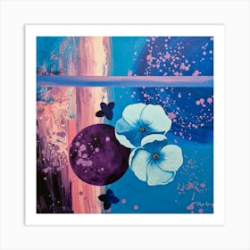 Abstract Blue Flowers Art Print