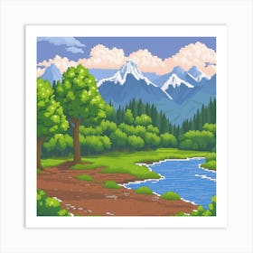 Landscape Pixel Art Art Print