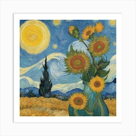 Sunflowers In A Vase Art Print Art Print