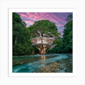 Tree House In The Jungle 1 Art Print