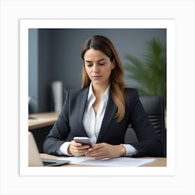 Businesswoman Looking At Her Phone 1 Art Print