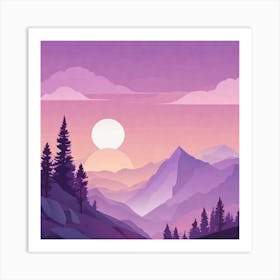 Misty mountains background in purple tone 140 Art Print