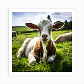 Pasture Rural Farm Goat Nature Farming Natural Countryside Animal Herd Agriculture Meadow (2) Art Print