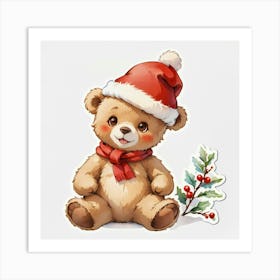 Christmas Cute Teddy Bear Wall Decoration Art Print