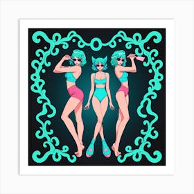 Three Girls In Bikinis 18 Art Print