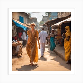 Princess Diana Walking Down A Street Zanzibar Art Print