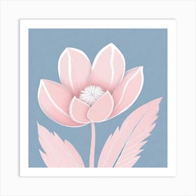 A White And Pink Flower In Minimalist Style Square Composition 489 Art Print