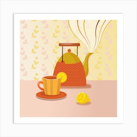 Tea Pot Cup Drawing Art Print