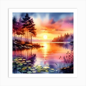 Sunset By The Lake 6 Art Print