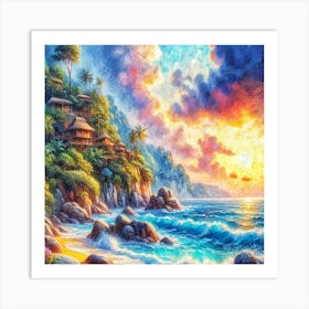 Sunset At The Beach 1 Art Print