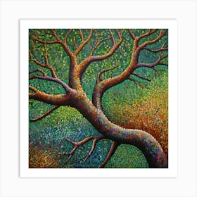 Default A Pointillist Painting Of A Tree Branch Using Small Do 1 Art Print