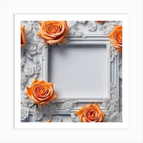 Frame With Orange Roses 2 Art Print