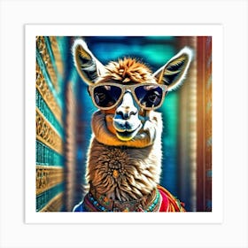 Llama In Sunglasses Art Print