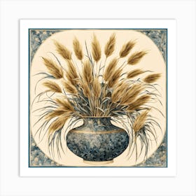 Pampas Grass In A Blue Vase Art Print