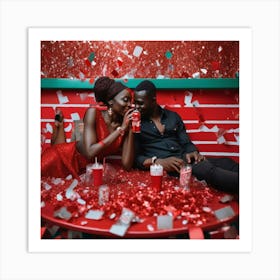 Nigerian Couple In Red Art Print