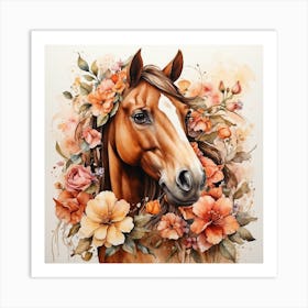 Horse With Flowers 1 Art Print