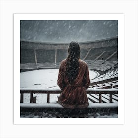 Woman In The Snow Art Print