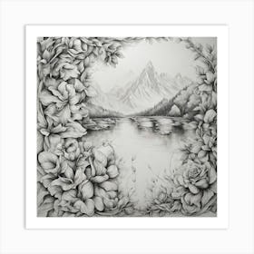 Landscape With Flowers  Art Print