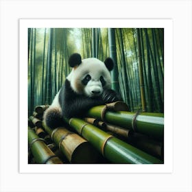 Panda Bear In Bamboo Forest Art Print