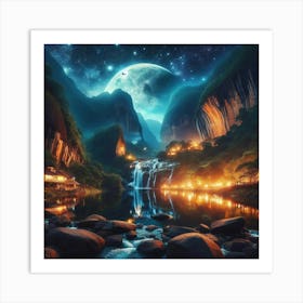 Moonlight In The Mountains Art Print