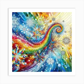 Rainbow Snowflakes Art Print