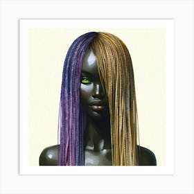 Black Woman With Colorful Hair 1 Art Print