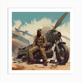 Soldier On A Motorcycle 1 Art Print