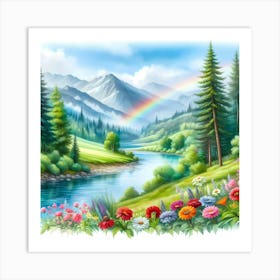 Rainbow In The Mountains 3 Art Print