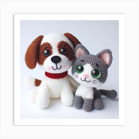 Amigurumi, dog and cat 2 Art Print