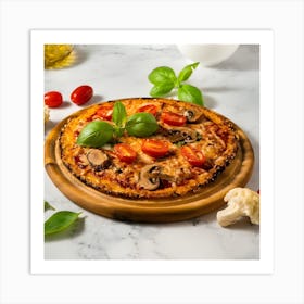 Pizza On A Wooden Board Art Print