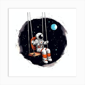 Astronaut On Swing Art Print