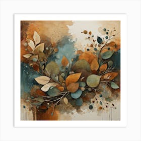 Autumn Leaves, Floral Pattern, Abstract Piece With Organic Shapes And Earthy Colors art print Art Print