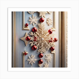 Christmas Decoration On Home Door Miki Asai Macro Photography Close Up Hyper Detailed Trending O (2) Art Print
