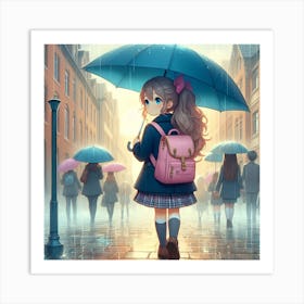 Anime Girl With Umbrella Art Print