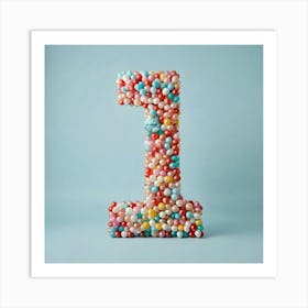 Number One Made Of Balloons Art Print