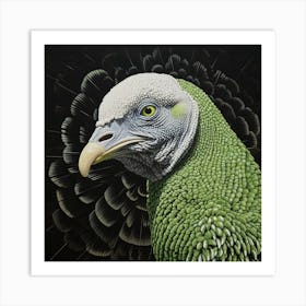 Ohara Koson Inspired Bird Painting Turkey 4 Square Art Print