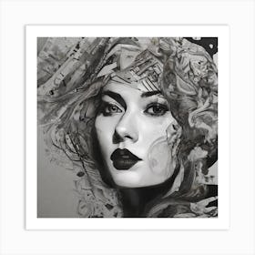 Black And White Portrait Of A Woman Art Print