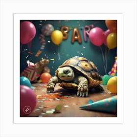 Tortoise In The Party Looking Embarrassed And Ashamed Of His Actions (3) Art Print