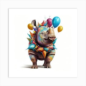 Rhino - Birthday Party Art Print