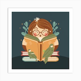 Girl Reading A Book 1 Art Print